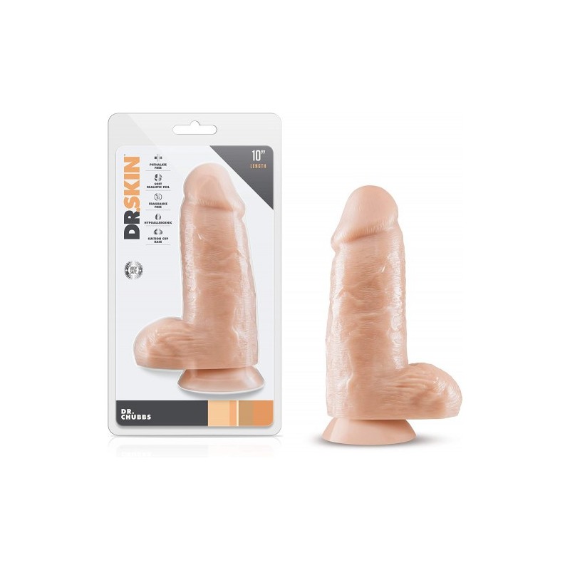 Χοντρό λευκό Ντίλντο με βεντούζα και όρχεις Dr Skin Dr. Chubbs 25 cm