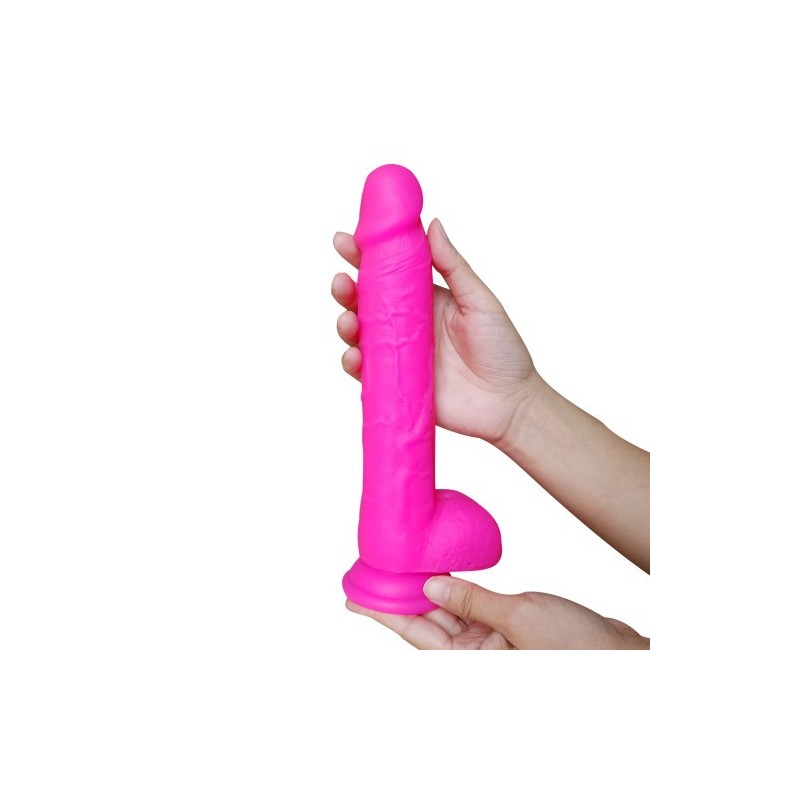 Μεγάλο Ροζ Ντίλτο μέ όρχεις Πλάτινουμ Σιλικόνη 23 εκ