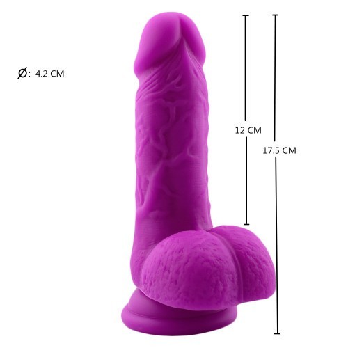 Μικρό Πέος μέ όρχεις Πλάτινουμ Σιλικόνη Μωβ 15εκ