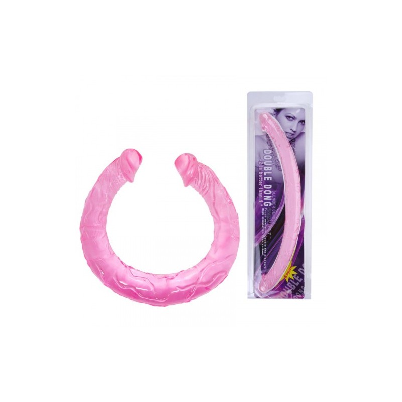 Διπλό εύκαμπτο ομοίωμα πέους για διπλές τρελίτσες 45 εκ Ροζ