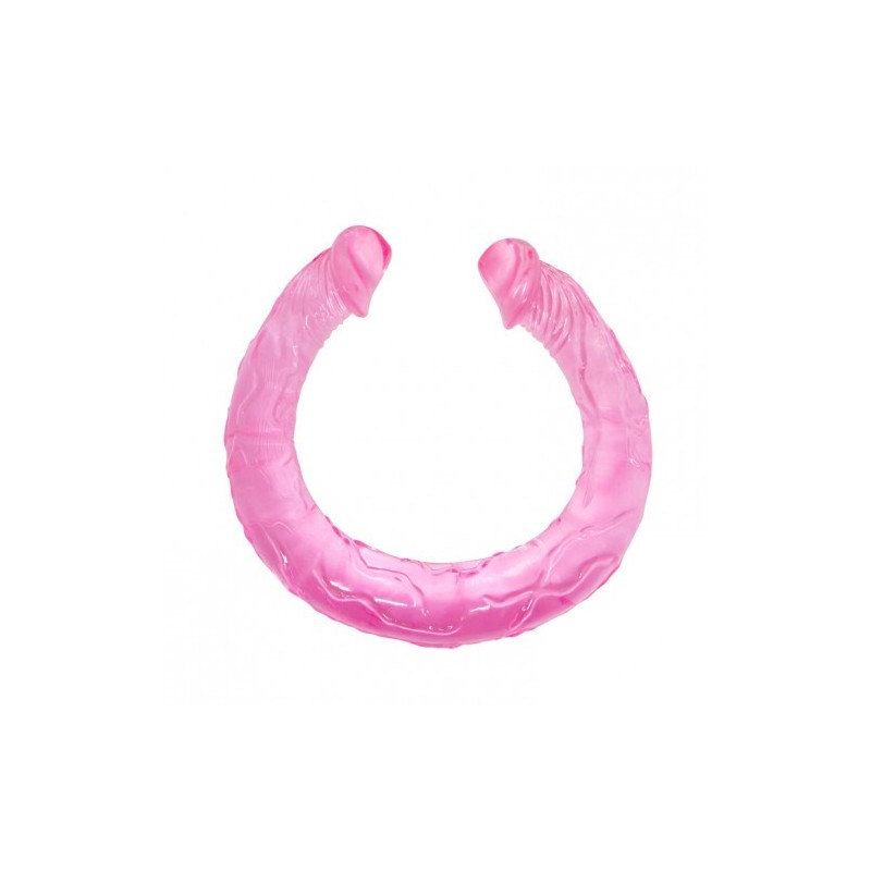 Διπλό εύκαμπτο ομοίωμα πέους για διπλές τρελίτσες 45 εκ Ροζ