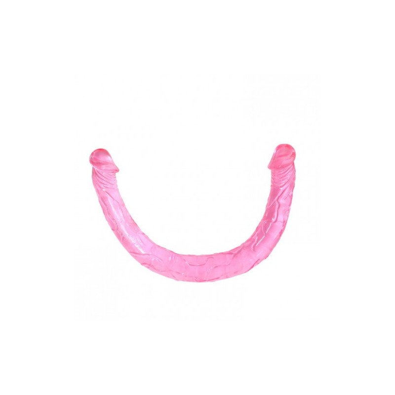 Διπλό εύκαμπτο ομοίωμα πέους για διπλές τρελίτσες 45 εκ Ροζ