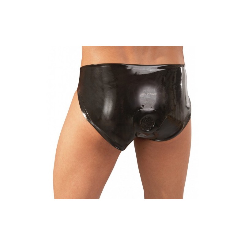 Ανδρικό λάτεξ εφαρμοστό σορτσάκι με πρωκτικό ντίλντο M/L