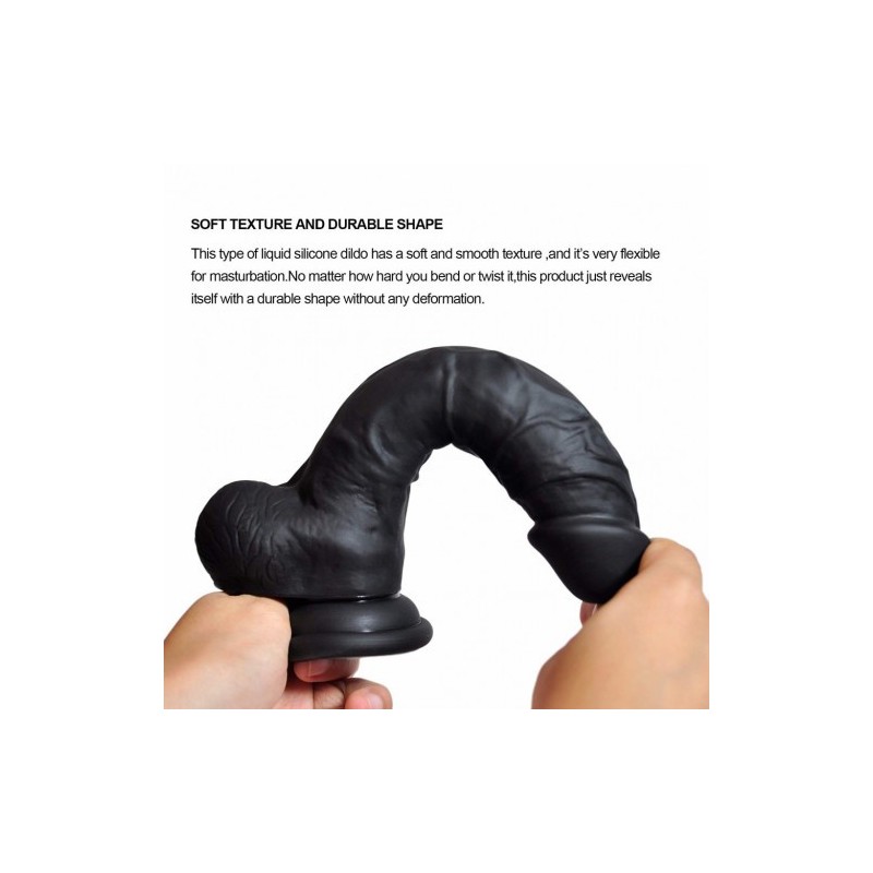 Μαύρο μεγάλο Πέος μέ όρχεις Πλάτινουμ Σιλικόνη 22 εκ