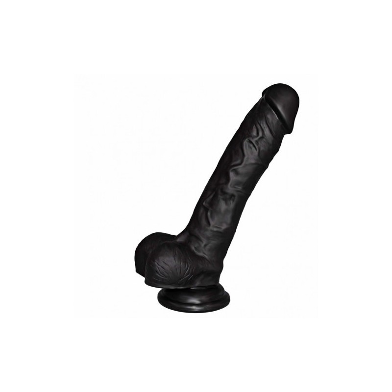 Μαύρο μεγάλο Πέος μέ όρχεις Πλάτινουμ Σιλικόνη 22 εκ