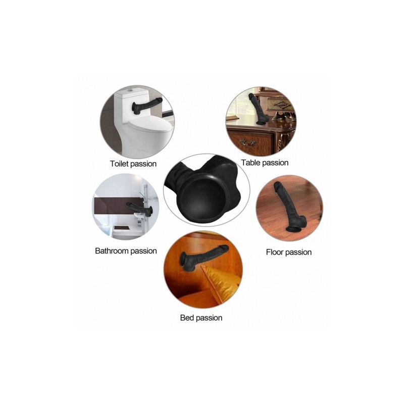 Μαύρο μεγάλο Πέος μέ όρχεις Πλάτινουμ Σιλικόνη 22 εκ