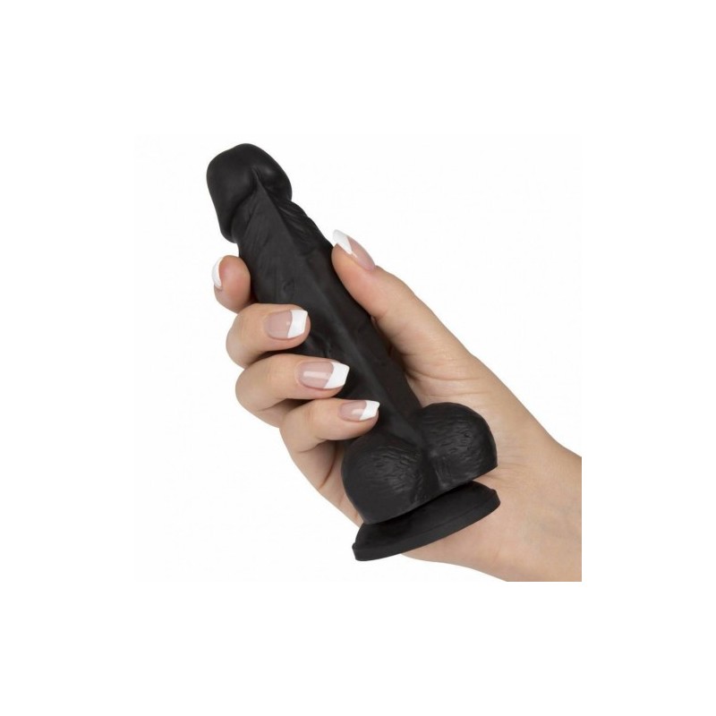 Μαύρο Μικρό Πέος μέ όρχεις Πλάτινουμ Σιλικόνη 15 εκ