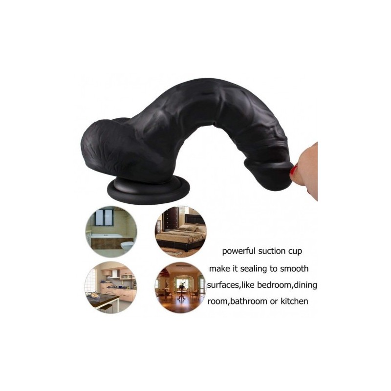 Μαύρο Μικρό Πέος μέ όρχεις Πλάτινουμ Σιλικόνη 15 εκ