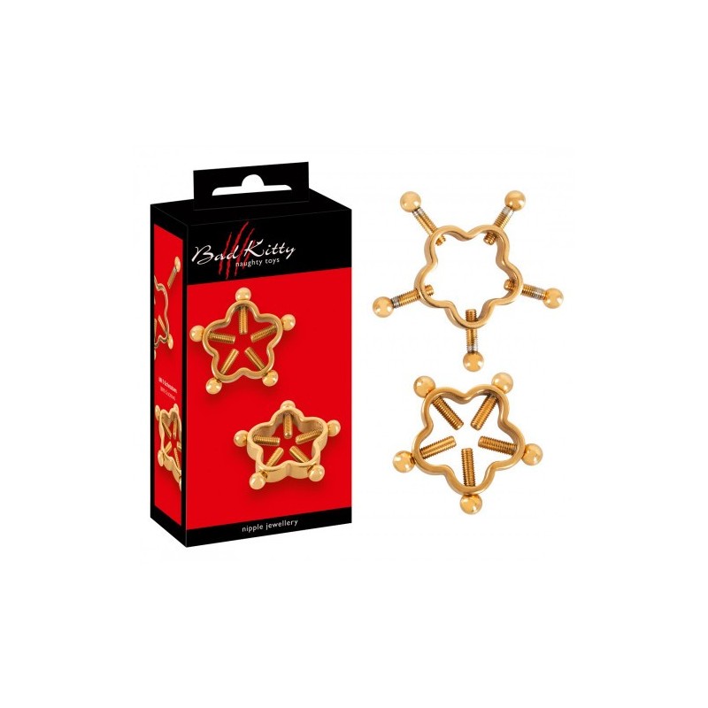 Ρυθμιζόμενης πίεσης χρυσά κλιπσάκια σφιγκτήρες θηλών Bad Kitty