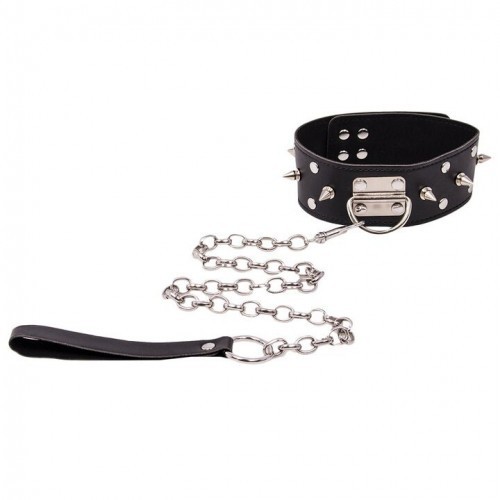 Μαύρο Φετιχιστικό Κολλάρο με Καρφάκια και Αλυσίδα Naughty Toys