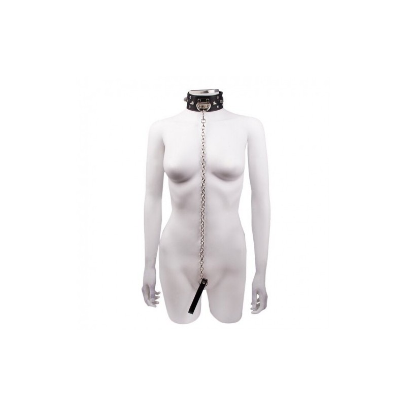 Μαύρο Φετιχιστικό Κολλάρο με Καρφάκια και Αλυσίδα Naughty Toys