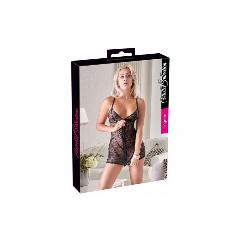 Ημιδιαφανές δαντελένιο μίνι φορεματάκι με φερμουάρ