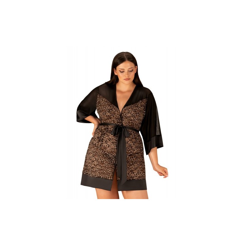Μαύρο Λεοπαρδαλέ Κιμονό 2XL Obsessive Allunes