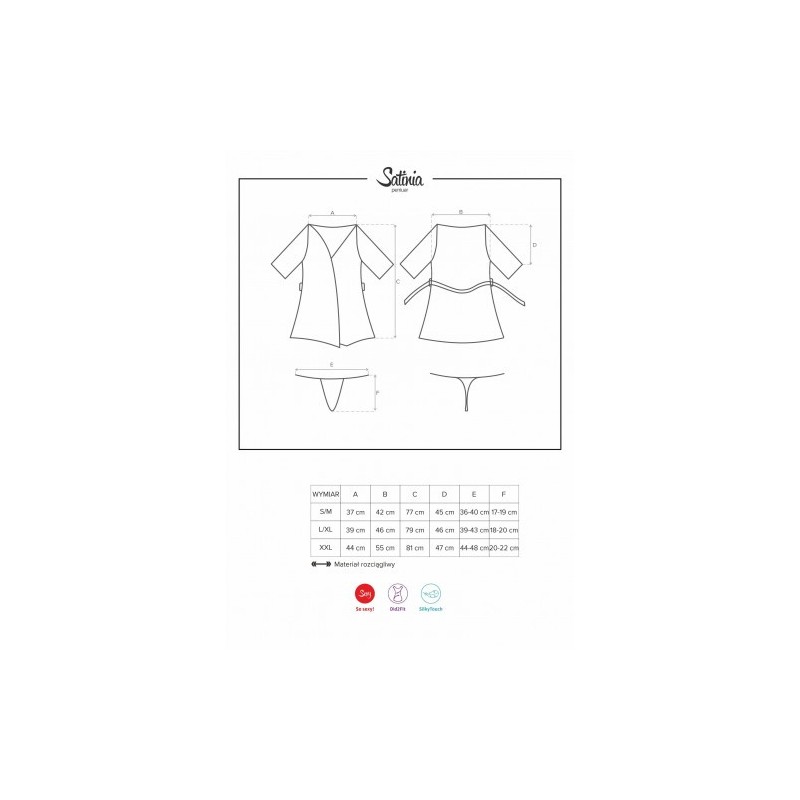 Κομψή Μαύρη Ρόμπα με Στρίνγκ Obsessive Satinia