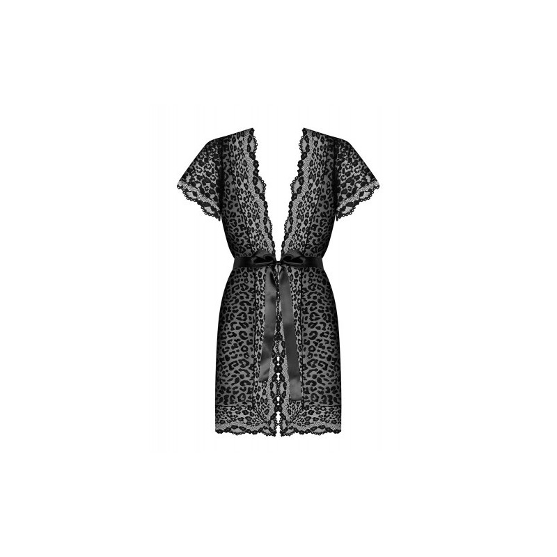Μαύρο Βελούδινο Λεοπαρδαλέ Κιμονό Obsessive Giully