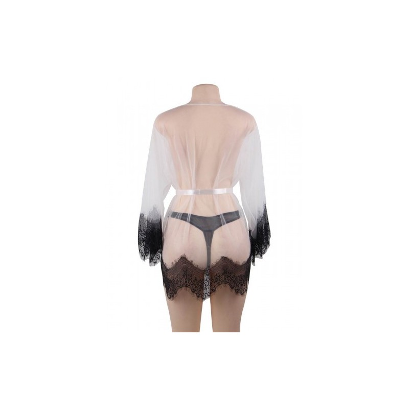 Unwrap Me Mesh Kimono with String White