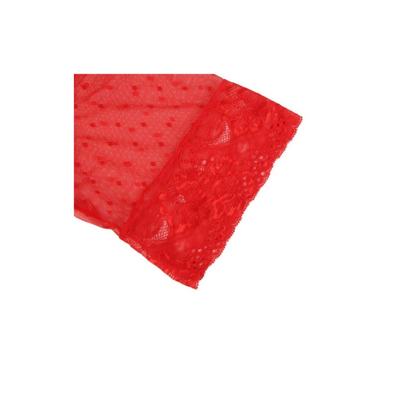 Plus Size Red Mesh Kimono with String