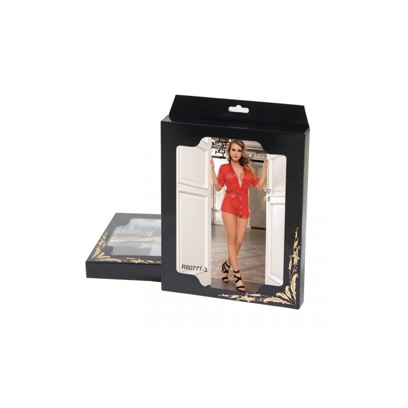 Light Red Mesh Kimono with String