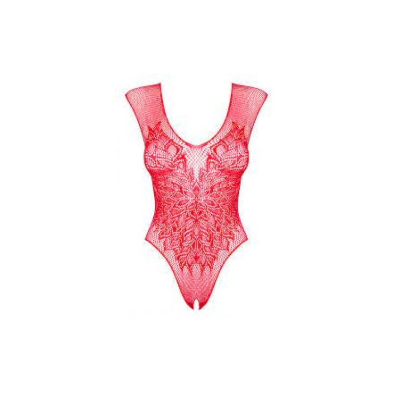 Σέξυ Κόκκινο Δικτυωτό Κορμάκι με ανοιχτό κάβαλο Obsessive