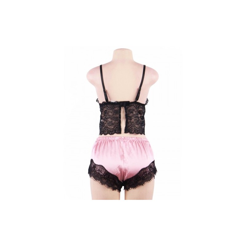 Satin Lace Cami and Short Candy Pink