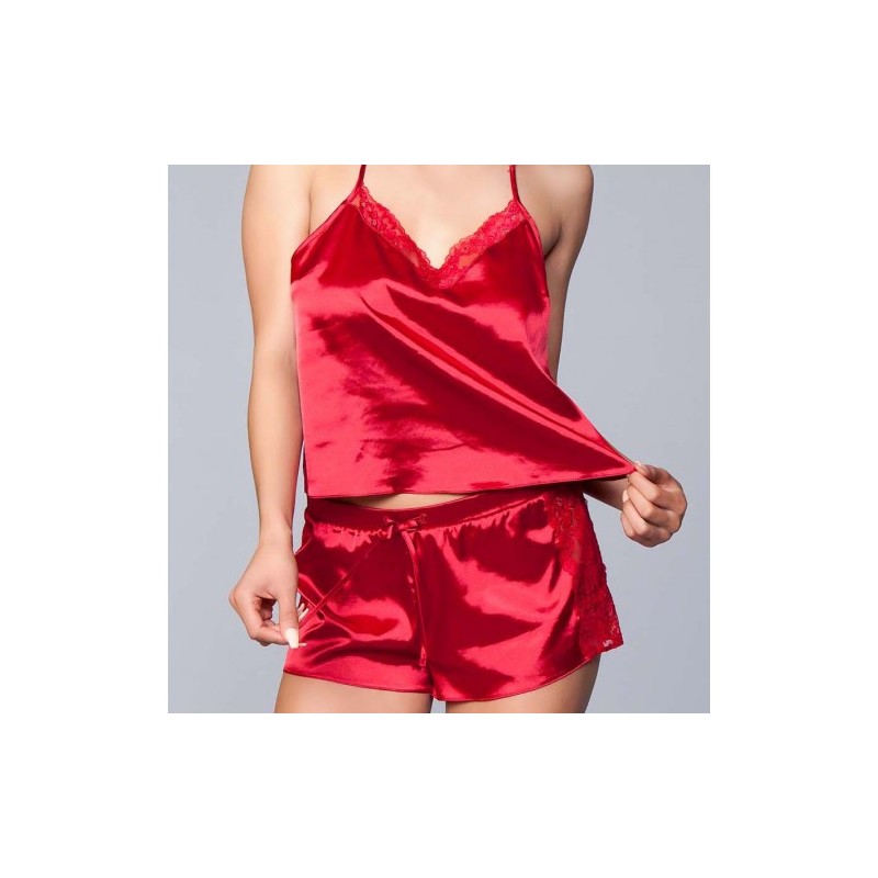 Plus Size Jasmine Satin Cami and Short Red