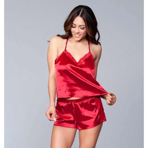 Jasmine Satin Cami and Short Red