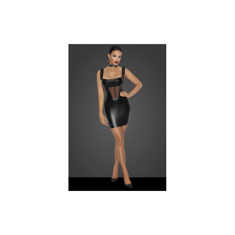 Σέξυ Μαύρο Μίνι Φόρεμα με Σχέδιο Κορσέ Noir Handmade