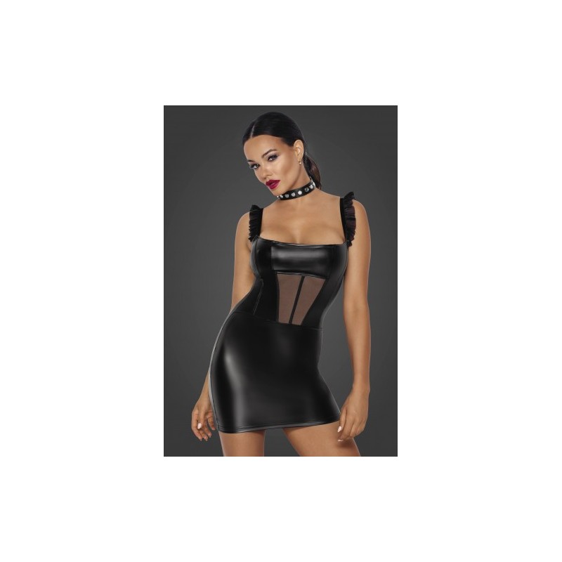 Σέξυ Μαύρο Μίνι Φόρεμα με Σχέδιο Κορσέ Noir Handmade