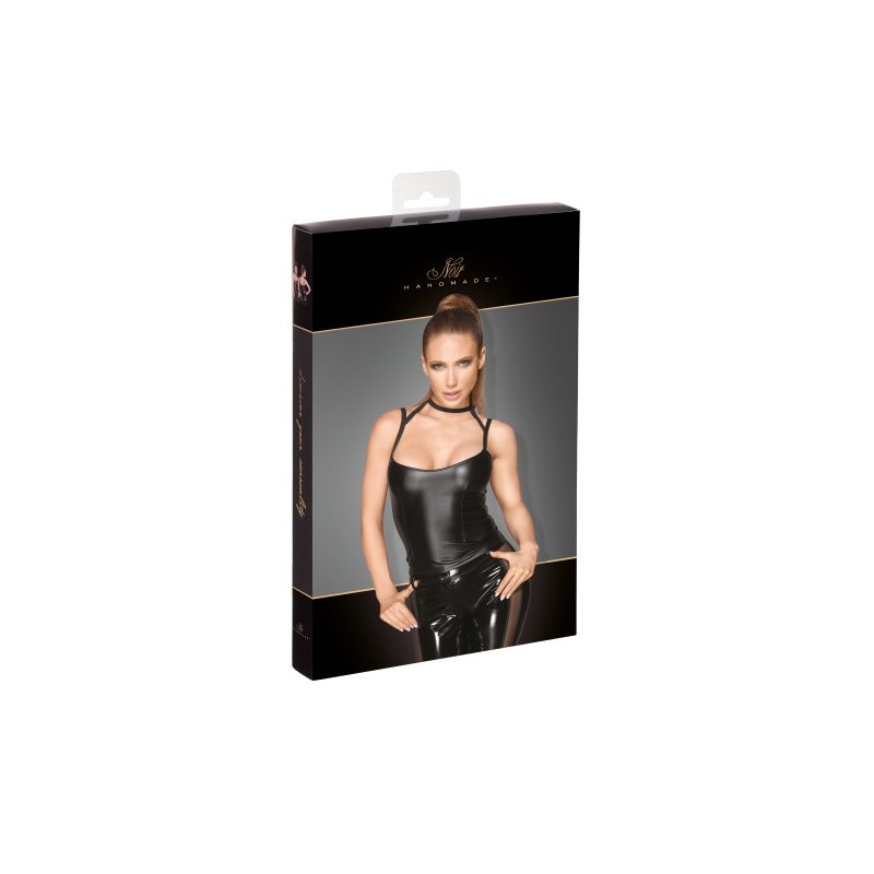 Noir Handmade Γυαλιστερή Μπλούζα με Τσόκερ