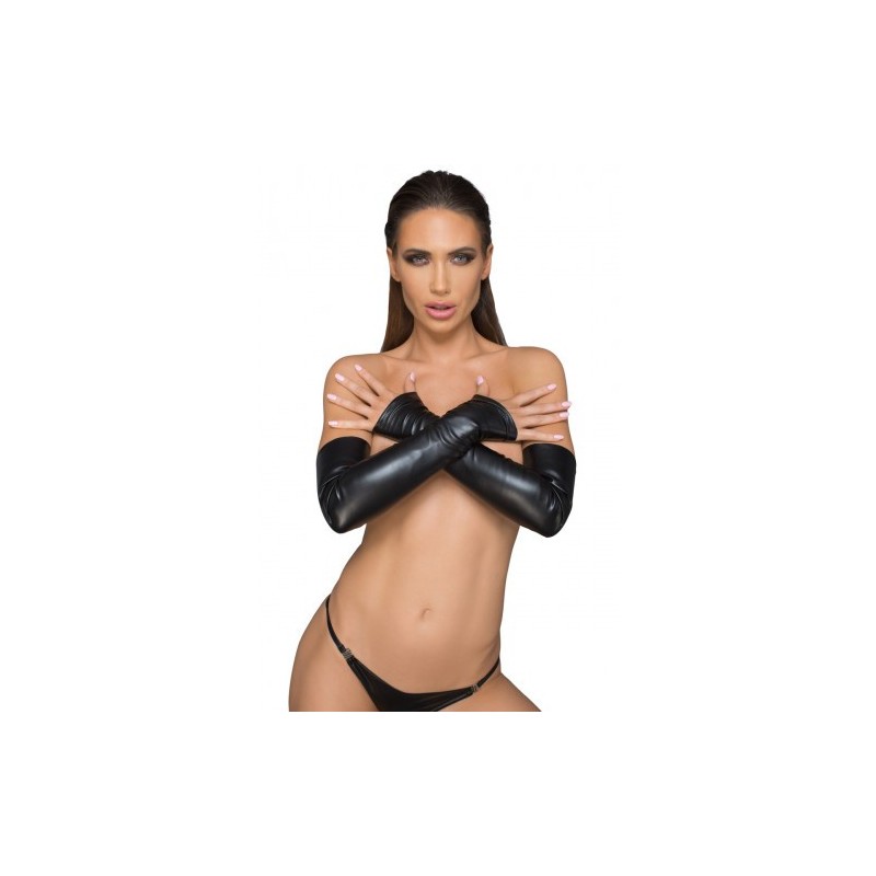 Noir Handmade Wetlook Fingerless γάντια