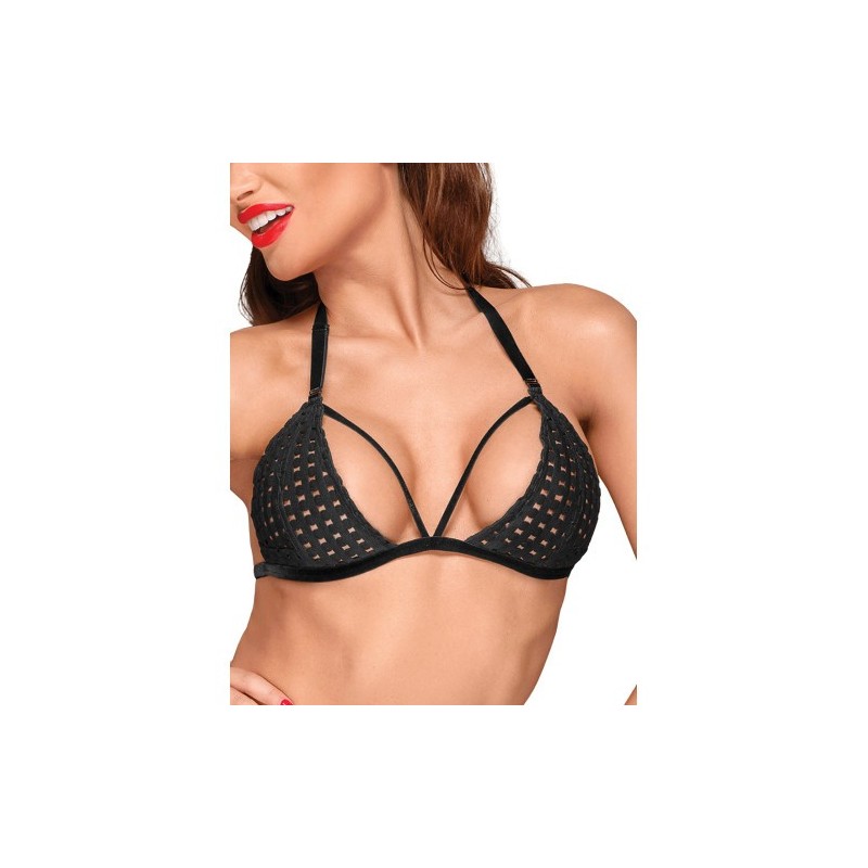 Noir Handmade Chequered Tape Bra with Panties