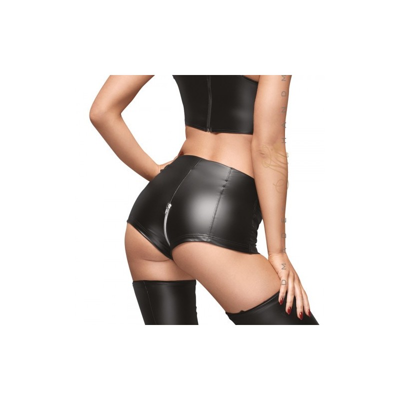 Noir Handmade Powerwetlook Short with Zipper
