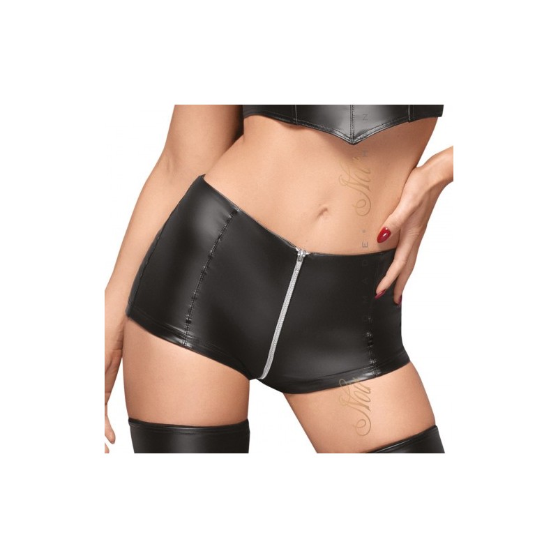 Noir Handmade Powerwetlook Short with Zipper