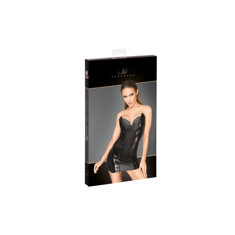 Noir Handmade Powerwetlook-Lacquered Eco Leather Minidress