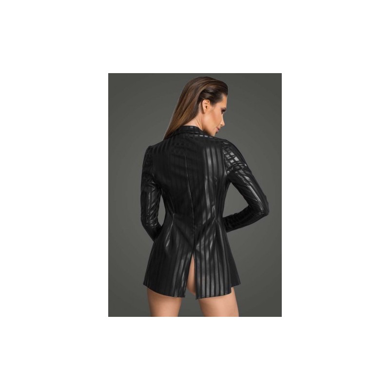 Noir Handmade Powerwetlook Jacket with Narrow Flaps