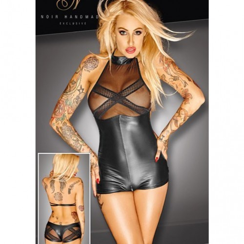 Noir Wetlook Body with Zip Opening