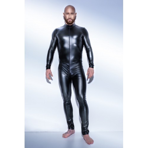 Noir Handmade Powerwetlook Overall with Two way Zipper