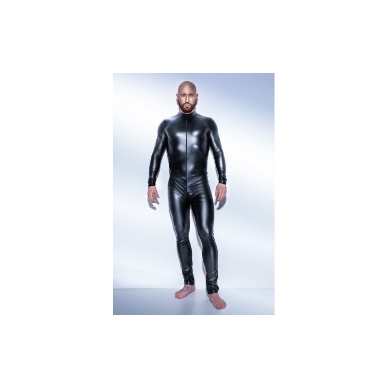 Noir Handmade Powerwetlook Overall with Two way Zipper