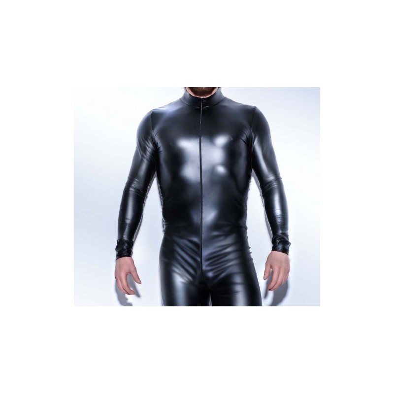 Noir Handmade Powerwetlook Overall with Two way Zipper