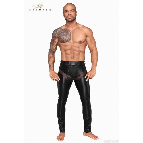 Noir Handmade Powerwetlook Long Pants with Net Insert