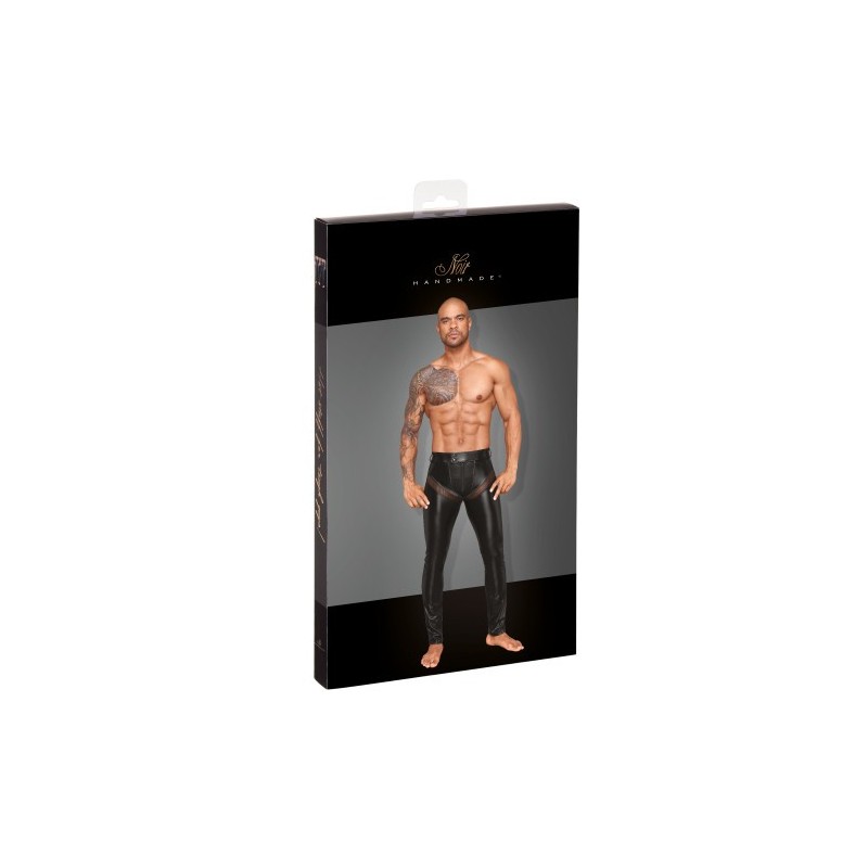 Noir Handmade Powerwetlook Long Pants with Net Insert