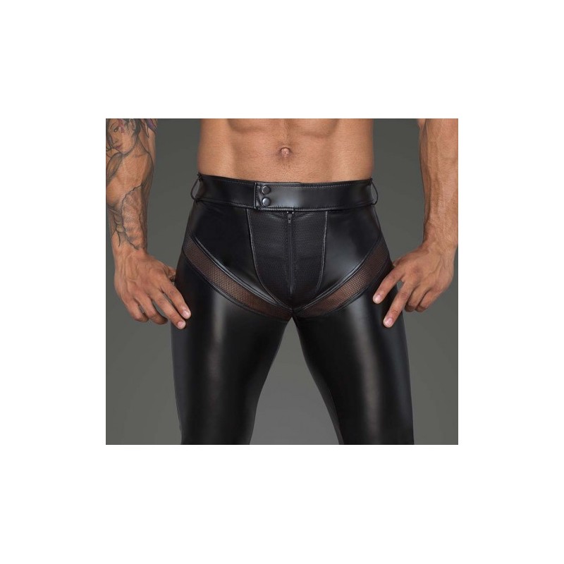 Noir Handmade Powerwetlook Long Pants with Net Insert