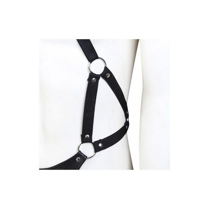 Φετιχιστική Δερμάτινη Ζώνη Σώματος με Στρίνγκ Naughty Toys