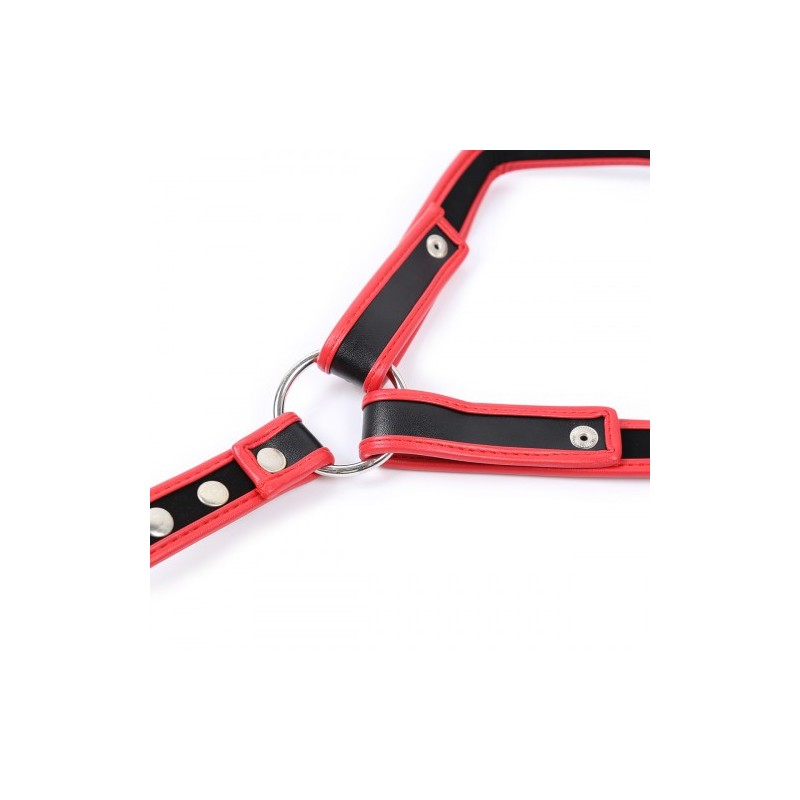 Φετιχιστική Ζώνη Στήθους Μαύρο με Κόκκινο Naughty Toys