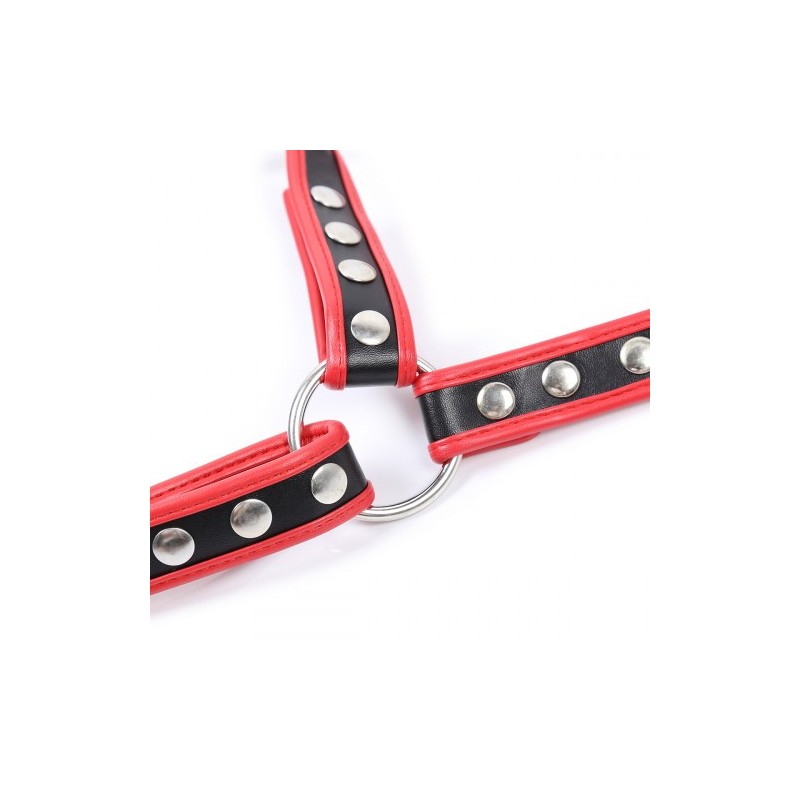 Φετιχιστική Ζώνη Στήθους Μαύρο με Κόκκινο Naughty Toys