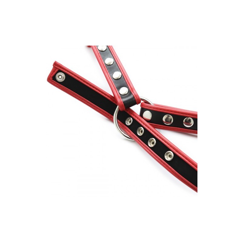 Φετιχιστική Ζώνη Στήθους Μαύρο με Κόκκινο Naughty Toys