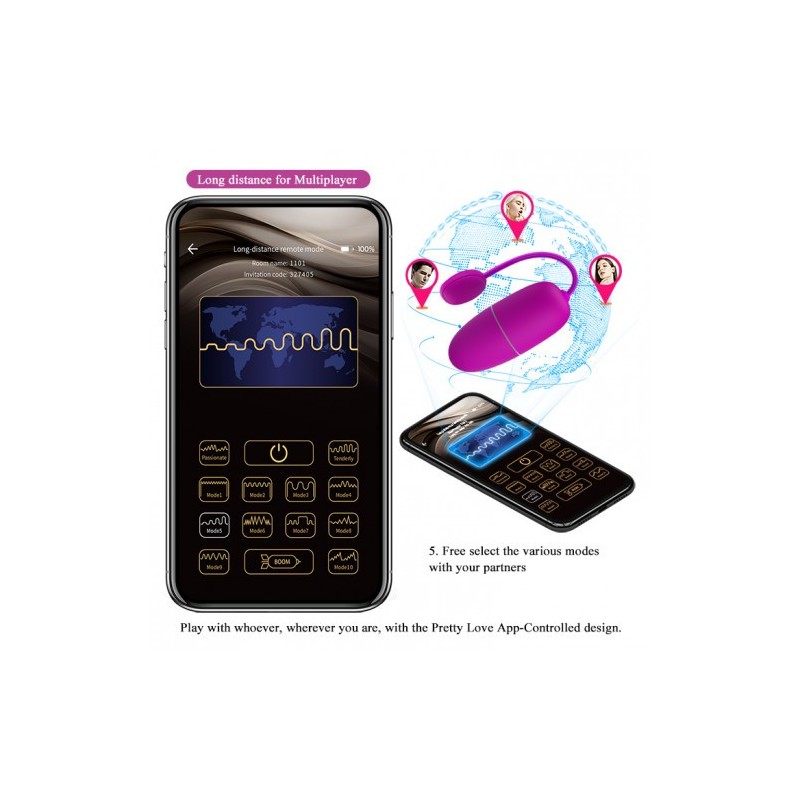 Δονούμενο Αυγό με εφαρμογή κινητού Pretty Love Nymph 7 cm