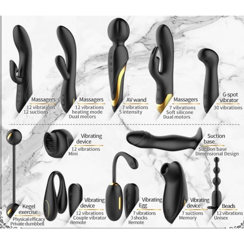 Μαύρο Χρυσό Σετ Πολυτελείας 12 Βοηθημάτων Pretty Love Queens