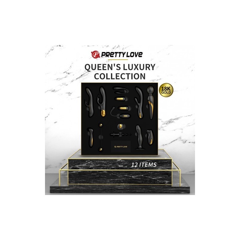 Μαύρο Χρυσό Σετ Πολυτελείας 12 Βοηθημάτων Pretty Love Queens
