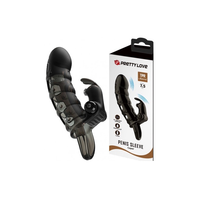 Μαύρο Δονούμενο Κάλυμμα Πέους Pretty Love Cuper 19εκ